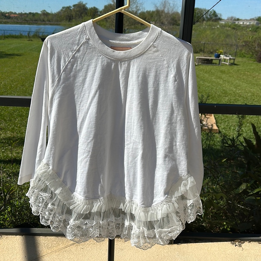 Simone Rocha x HM white long sleeve lace T-shirt size large